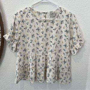 White Floral Tiered Blouse